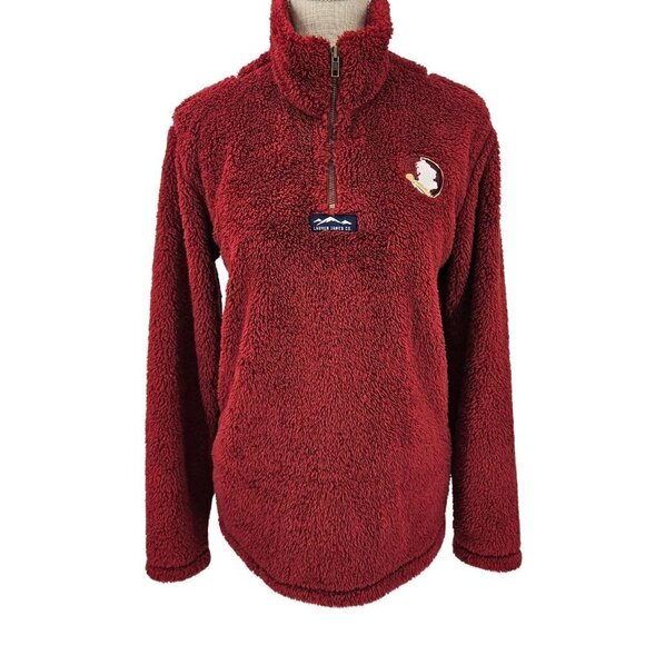 Lauren James Preptec Linden Sherpa 1/4 Zip Sweatshirt Red FSU Women's XS Preppy - Picture 1 of 11